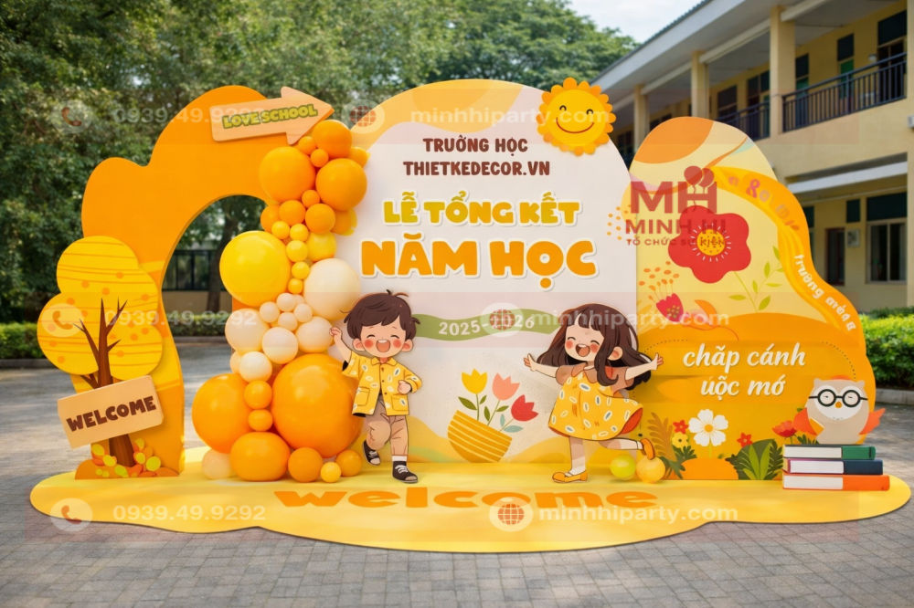 Trang trí sân khấu backdrop lễ tổng kết chủ đề ''chấp cánh ước mơ''