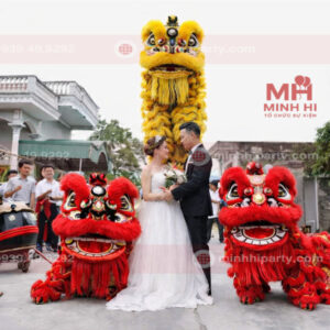 Biễu diễn múa lân tương tác cho đám cưới rước dâu cực sôi động