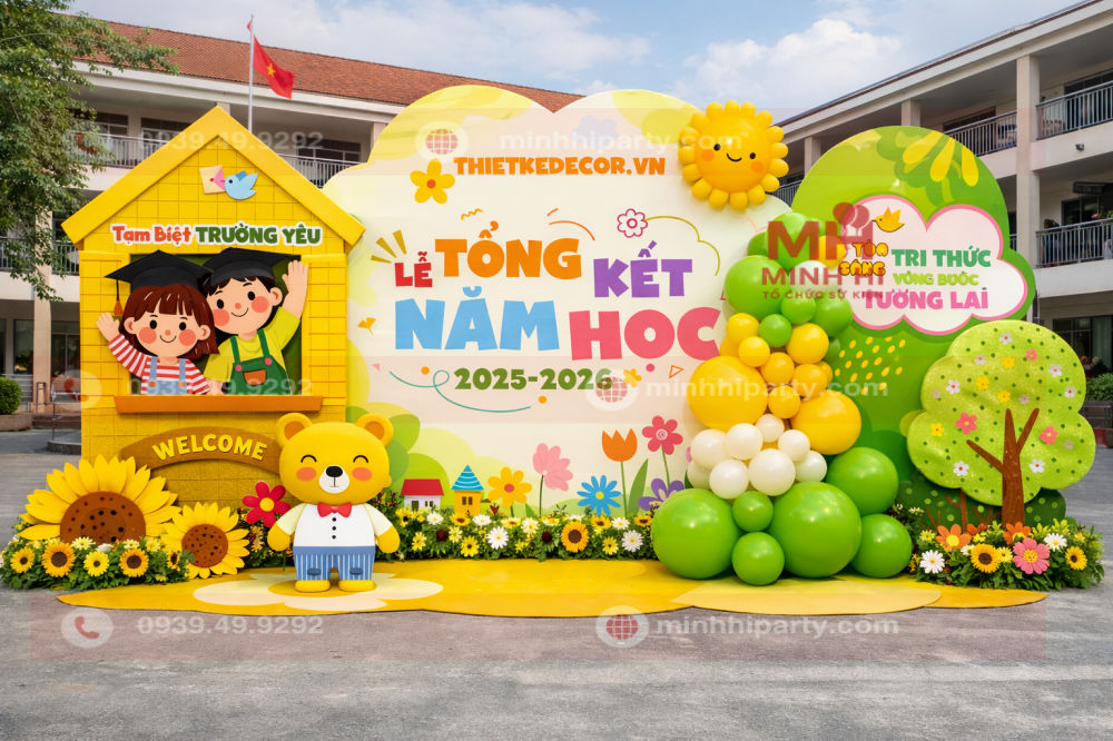 Trang trí backdrop lễ tổng kết thiết kế 3D