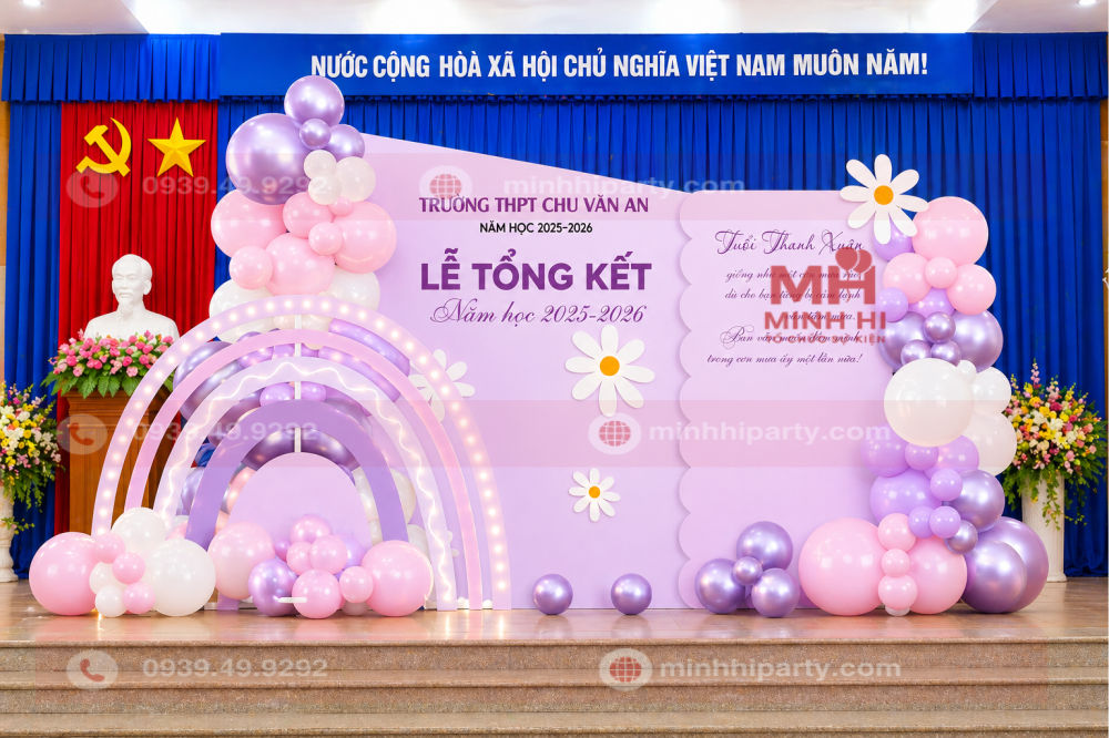 Trang trí backdrop sân khấu kết hợp ánh sáng LED