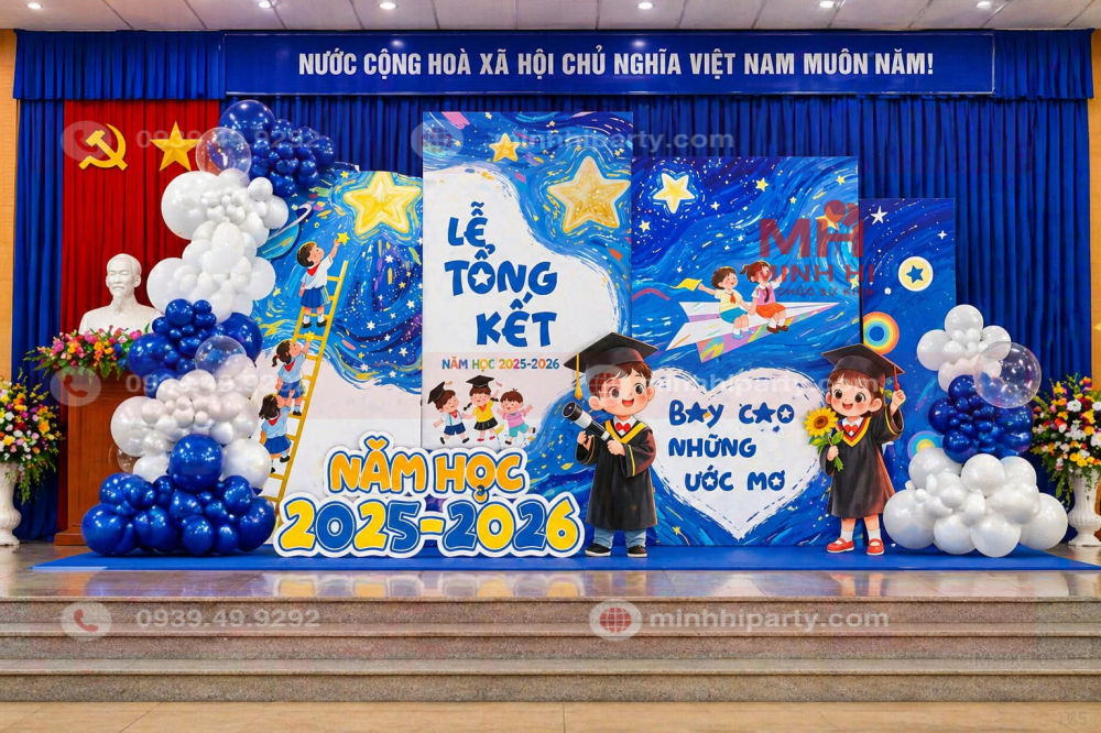 Trang trí backdrop sân khấu trường học sáng tạo thu hút