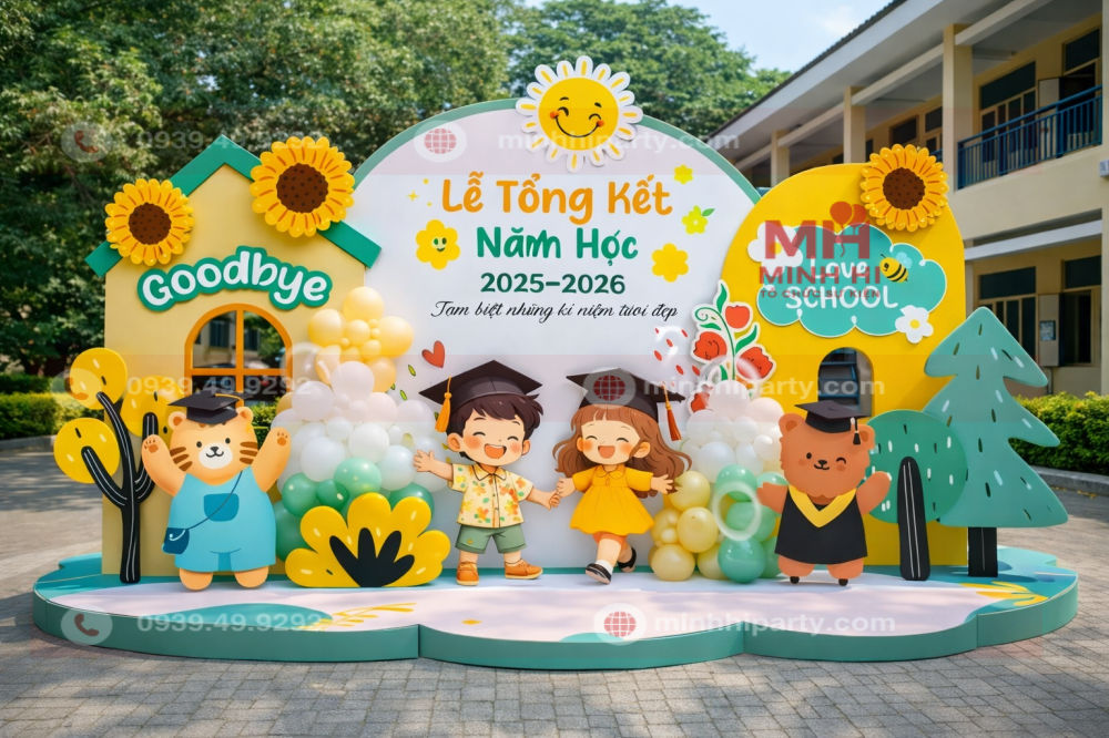 Trang trí lễ tổng kết năm học do Minh Hi Party cung cấp