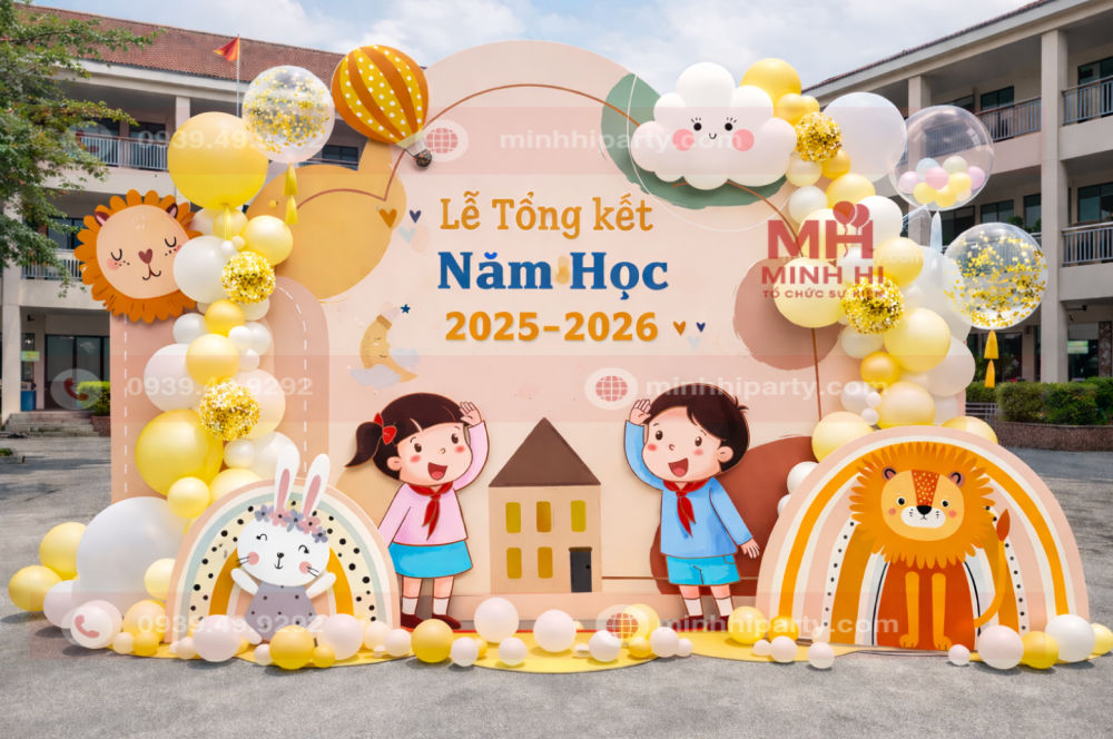 Trang trí tổng kết năm học với bong bóng kim tuyến