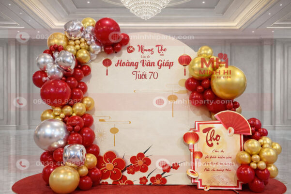 Trang trí tiệc mừng thọ cho cụ Nguyễn Văn Giáp chủ đề mùa xuân