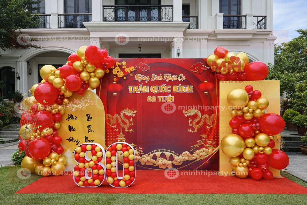 Trang trí lễ mững thọ concept sân vườn