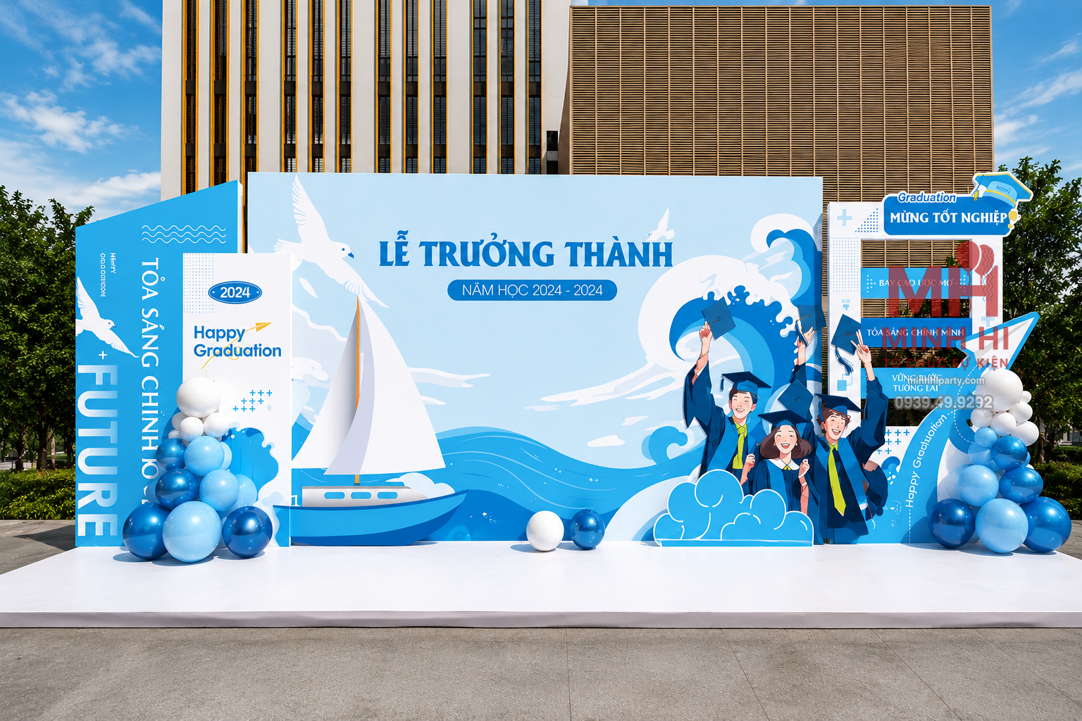 MẪU TRANG TRÍ LỄ TRƯỞNG THÀNH SÂN KHẤU LỚN