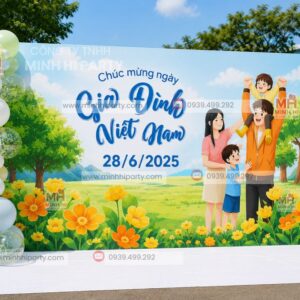 Mẫu background trang trí ngày hội gia đình tại Minh Hi