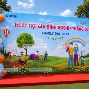 Trang trí backdrop ngày hội gia đình theo concept picnic ngoài trời