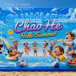 Mẫu Backdrop Chào Hè Chủ Đề Đại Dương Xu Hướng 2026