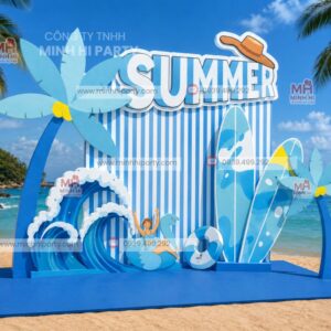 Mẫu Backdrop Chào Hè Trung Tâm Ngoại Ngữ Chuyên Nghiệp
