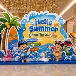 Mẫu Backdrop Hello Summer Chủ Đề Tropical Nhiệt Đới