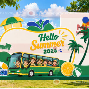 Thiết kế trang trí backdrop mùa hè chủ đề Hello Summer