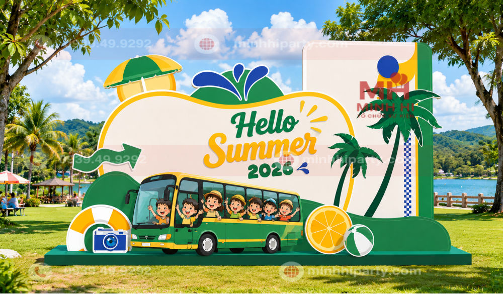 thiet ke backdrop mua he chu de hellosummer Thiết kế trang trí backdrop mùa hè chủ đề Hello Summer
