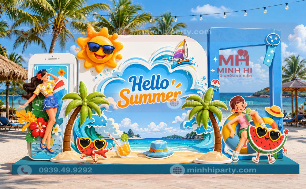 thiet ke backdrop mua he chu de summer beach Thiết kế backdrop mùa hè chủ đề summer beach