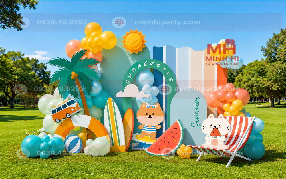 Trang trí Hello Summer chủ đề cam nhiệt đới