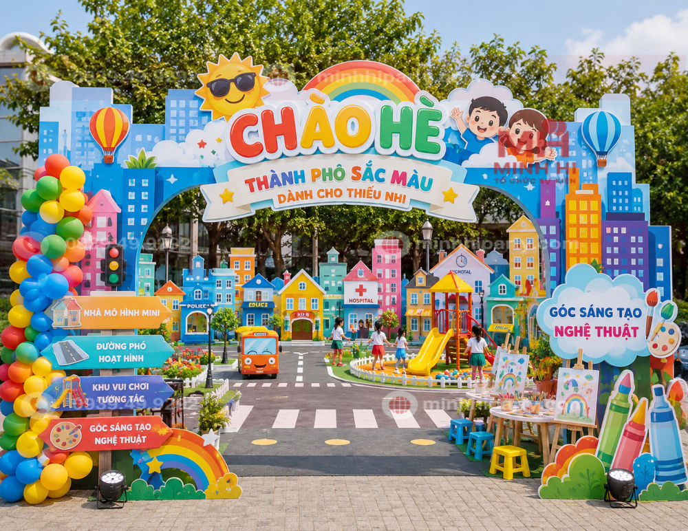 Trang trí Hello Summer chủ đề thành phố sắc màu