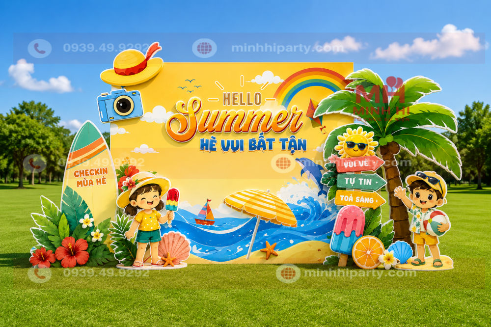 Trang trí Hello Summer tone màu vàng nắng