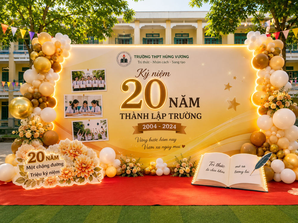 trang tri ky niem 20 nam thanh lap truong thiet ke hien dai led Trang trí kỷ niệm 20 năm thành lập trường thiết kế hiện đại với đèn LED