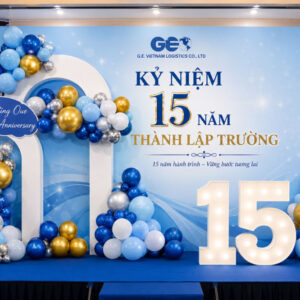 Trang trí sân khấu kỉ niệm ngày thành lập trường học 15 năm