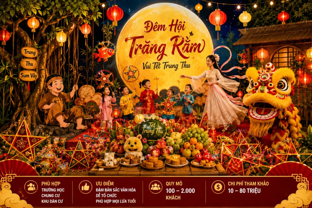 To chuc dem hoi trang ram Minh Hi Party tổ chức đêm hội trăng rằm truyền thống