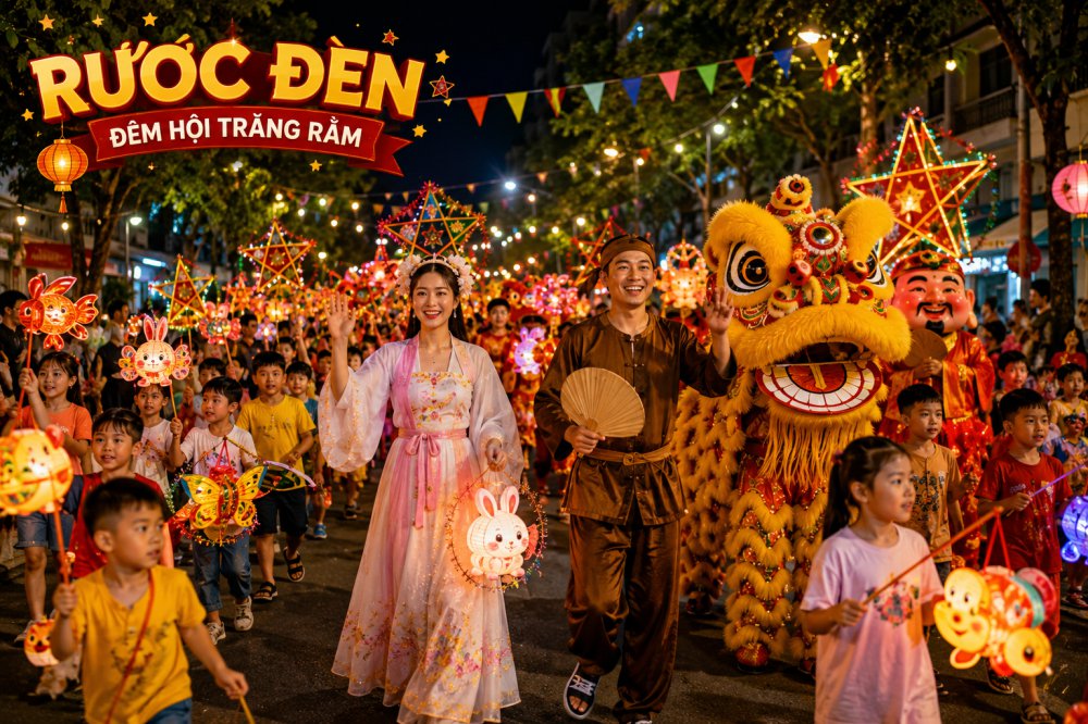 To chuc ruoc den dem hoi trang ram Tổ chức rước đèn đêm hội trăng rằm