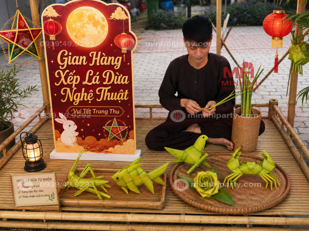 gian hang xep la dua cho su kien trung thu Gian hàng xếp lá dừa cho sự kiện trung thu