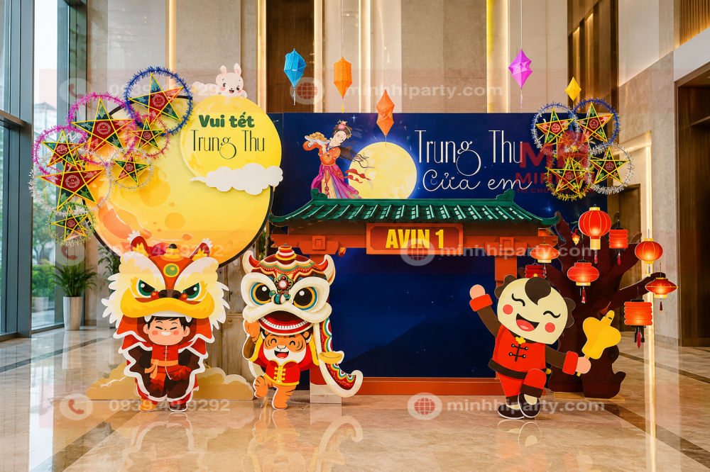 trang tri tieu canh be vui ruoc den Trang trí tiểu cảnh trung thu cho trường học chủ đề bé vui rước đèn