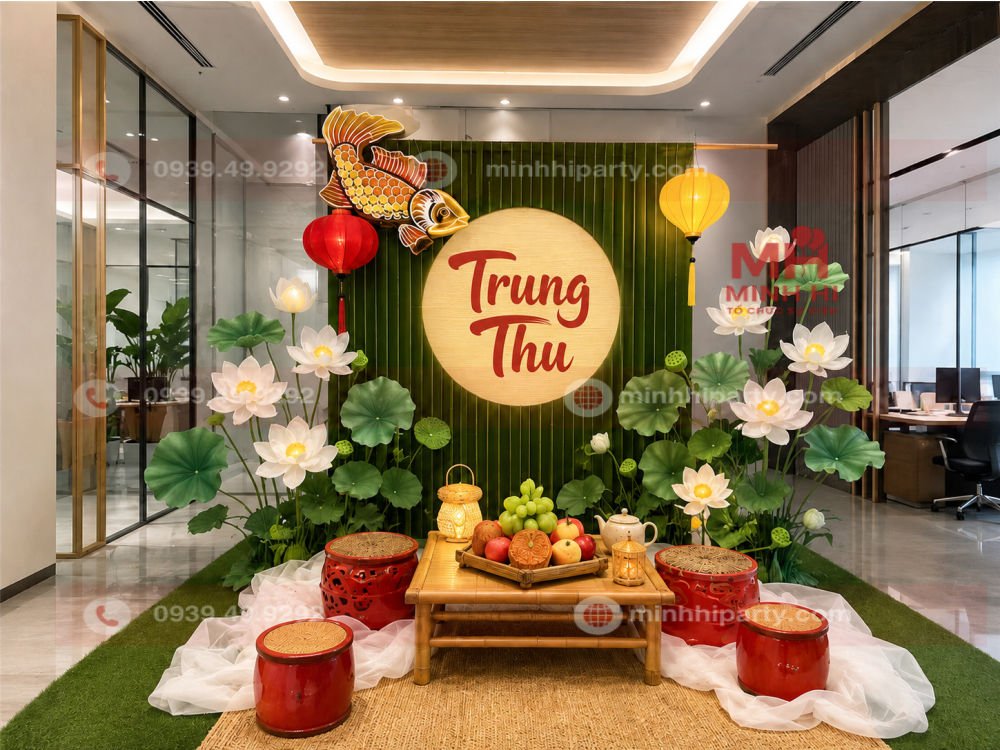 trang tri tieu canh trung thu mam co truyen thong Trang trí tiểu cảnh trung thu với mâm cỗ truyền thống xưa