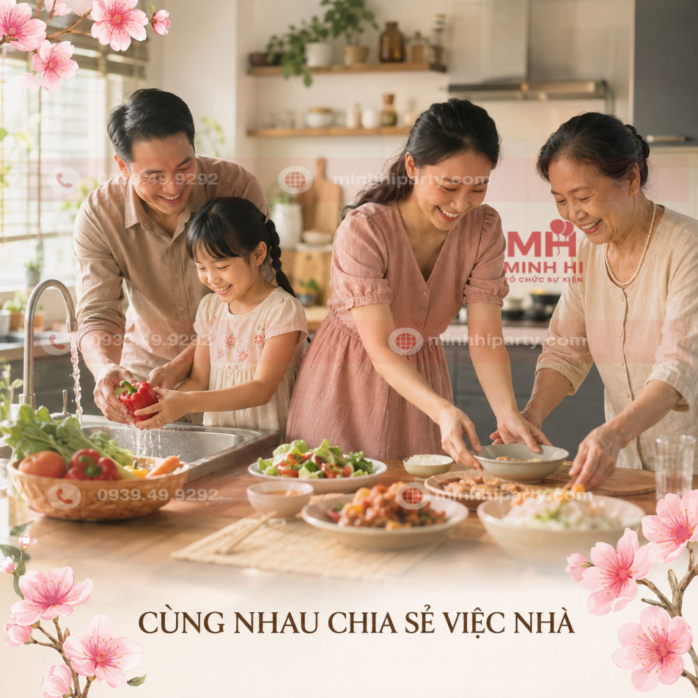 cung chia se viec nha 20 10 Gia đình ngày 20/10 cùng nhau nấu ăn và chia sẻ công việc nhà