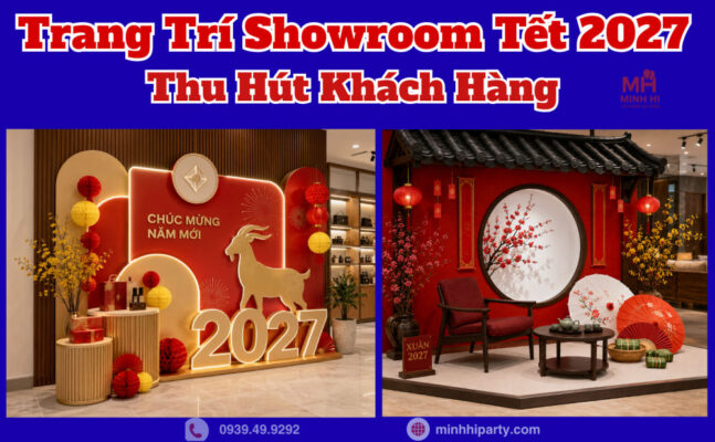 Dịch vụ trang trí tết cho Showroom ngày tết 2027 do Minh Hi Party cung cấp