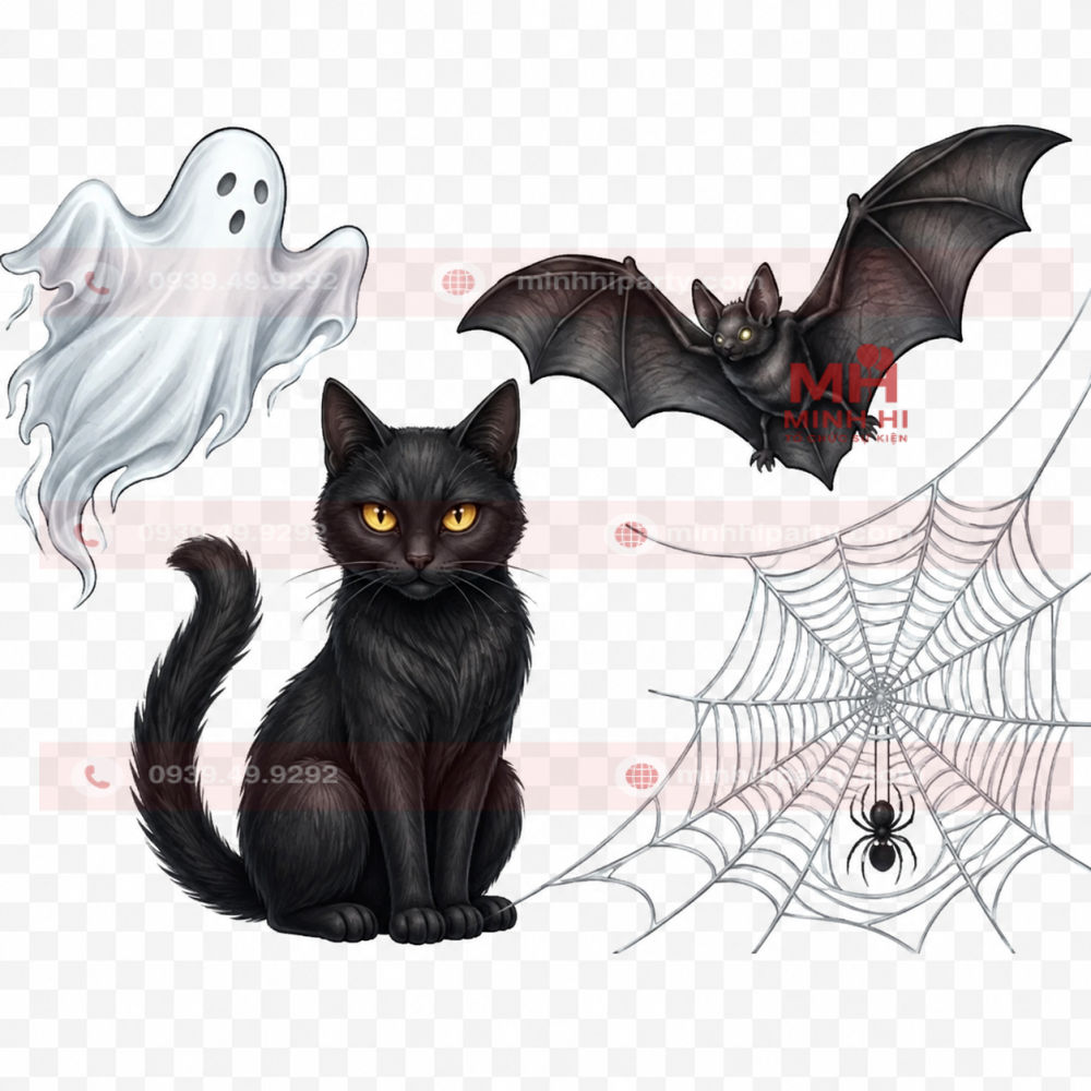 hinh anh meo den mang nhen doi 2026 Dơi, mèo đen và mạng nhện trong lễ hội Halloween