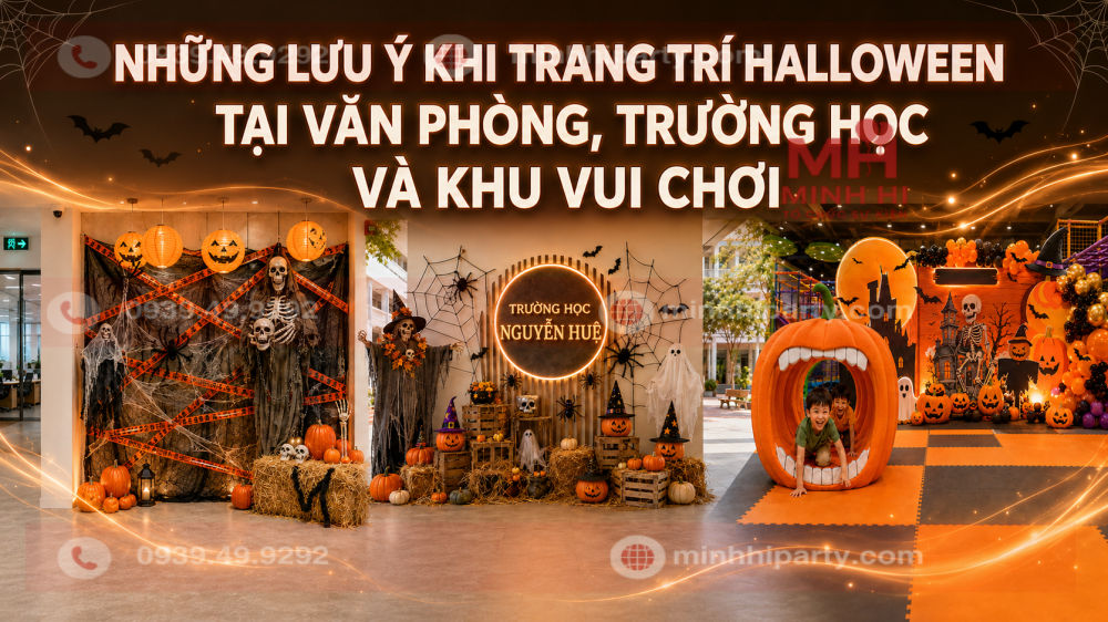 Những lưu ý khi trang trí Halloween tại văn phòng, trường học và khu vui chơi qua ba mẫu thiết kế thực tế