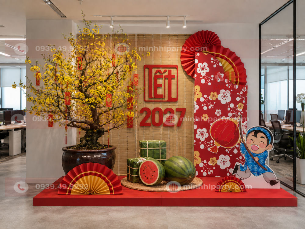 Trang trí tiểu cảnh tết 2027 với hoa mai tài lộc