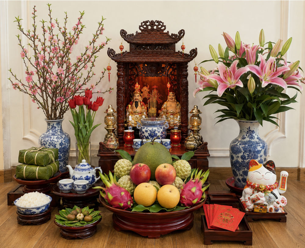 Trang trí bàn thờ thần tài đẹp trang nghiêm tết 2027