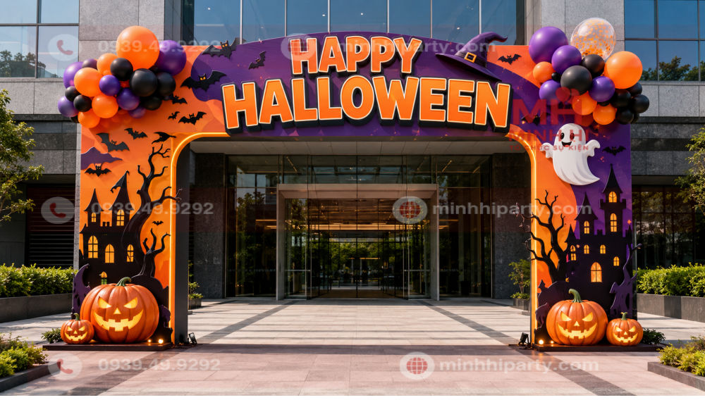 trang tri cong chao halloween 2026 hien dai Trang trí cổng chào Halloween 2026 thiết kế hiện đại