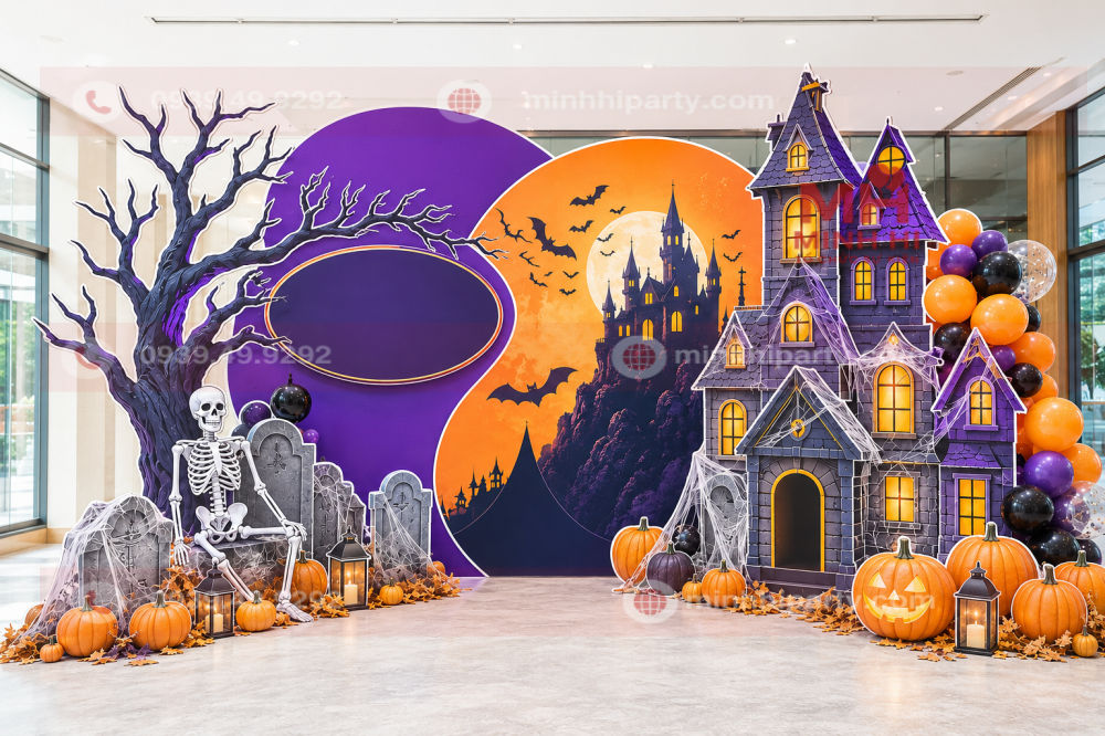 Trang trí Halloween 2026 với tiểu cảnh sắc nét cho khu vực check-in
