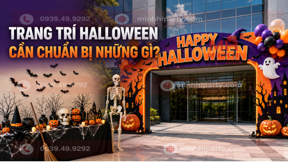 trang tri halloween can chuan bi nhung gi Trang trí Halloween 2026 cần chuẩn bị những gì với cổng chào và bàn phụ kiện sự kiện