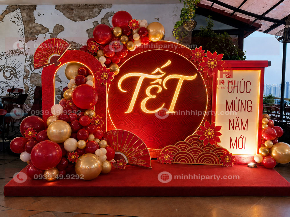 trang tri san khau tet hien dai 2027 tone do Trang trí sân khấu tết hiện đại với tone đỏ cho 2027