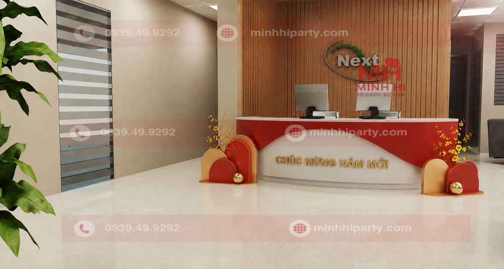 trang tri tet cho quay le tan hien dai don gian Trang trí tết cho khu vực quầy lễ tân tết 2027 hiện đại đơn giản