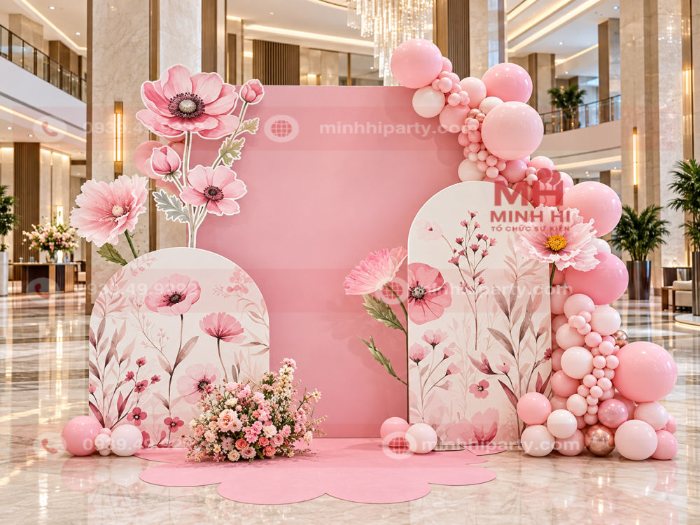 Mẫu trang trí 20/10 hồng pastel thanh lịch