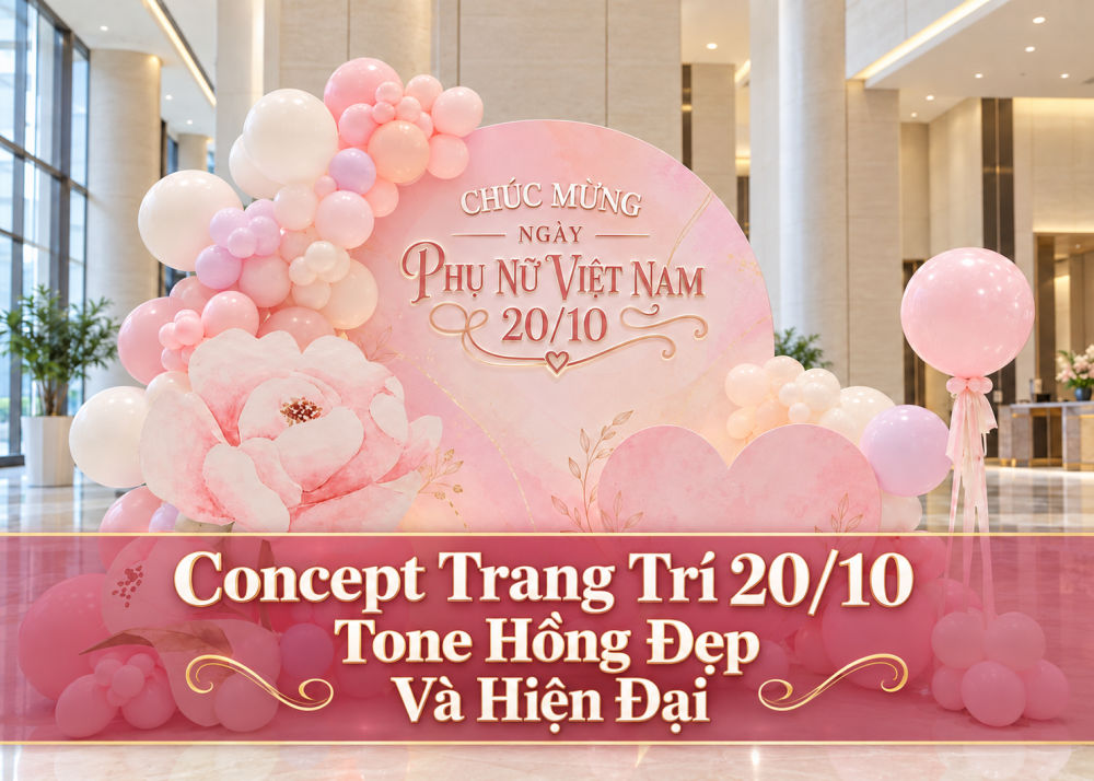 Concept trang trí 20/10 tone hồng đẹp và hiện đại