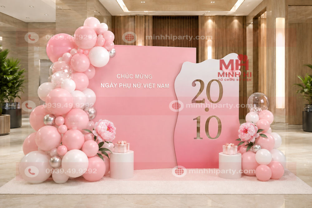 Decor 20/10 bằng bong bóng bay theo cụm nhỏ