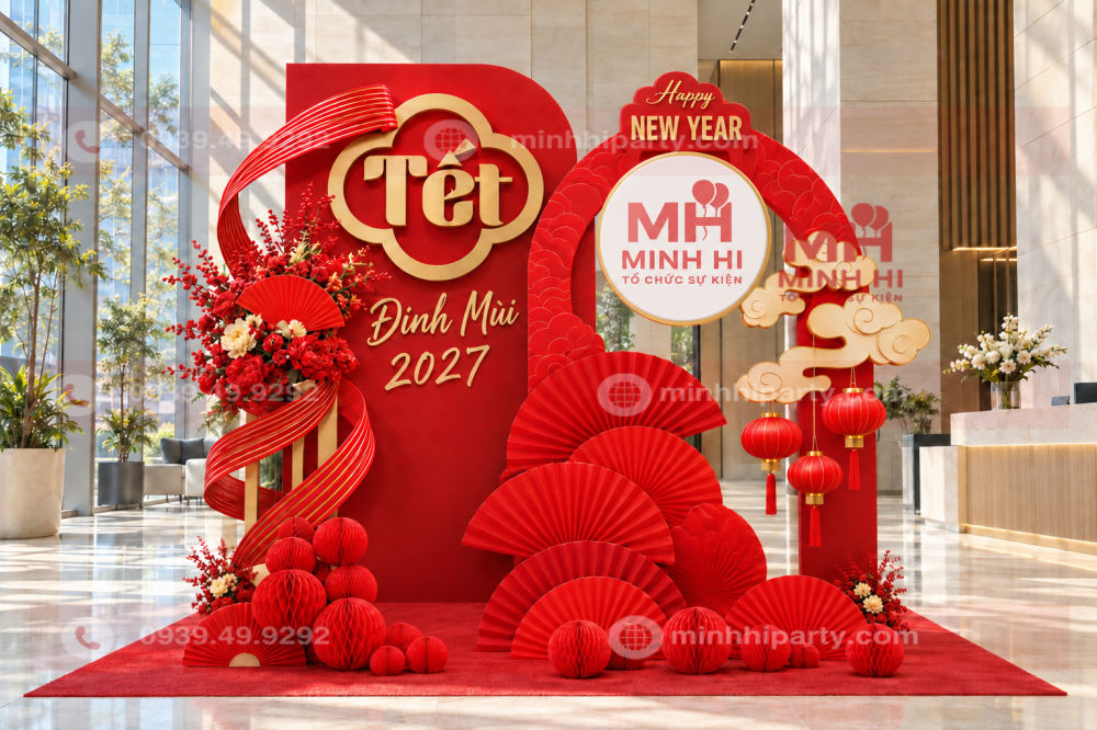 decor tet 2027 theo mau sac thuong hieu rieng cua cong ty Decor tết 2027 theo màu sắc thương hiệu riêng của công ty