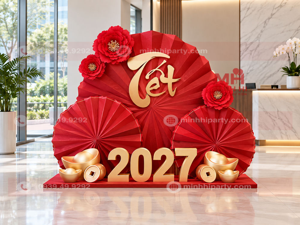 mau decor tet 2027 cho sanh nho Mẫu decor tết năm 2027 cho sảnh nhỏ công ty