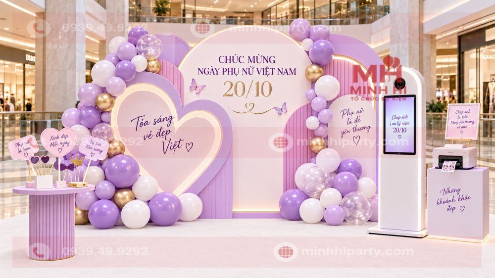 Mẫu photobooth 20/10 trang trí tại trung tâm thương mại