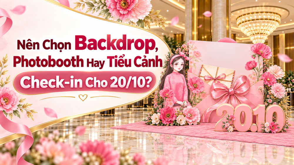 Nên chọn photobooth - tiểu cảnh hay backdrop check in 20/10 để phù hợp cho sự kiện