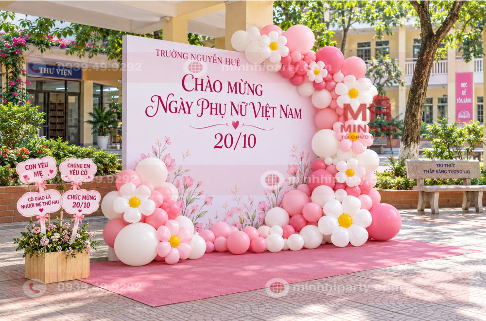 thiet ke khu vuc chup anh 20 10 Thiết kế khu vực chụp ảnh 20/10 cho trường học với mẫu thiết kế dễ thương