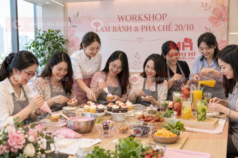 Tổ chức Workshop làm bánh 20/10 cho nhân viên