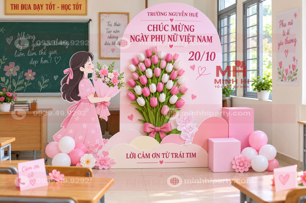 trang tri 20 10 cho lop hoc gan gui sang tao Trang trí 20/10 cho lớp học gần gũi sáng tạo