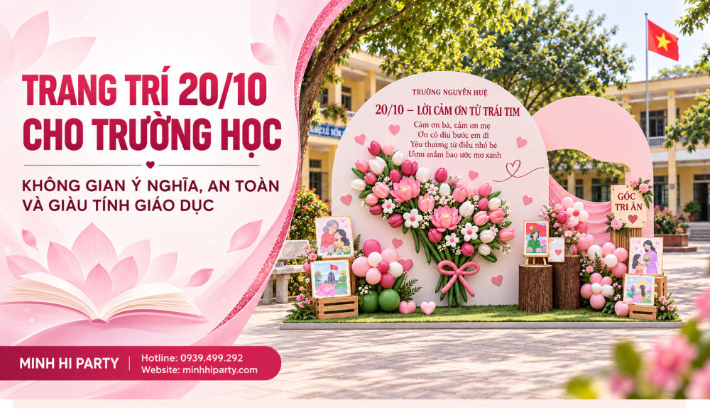 Trang trí 20/10 cho trường học không gian ý nghĩa